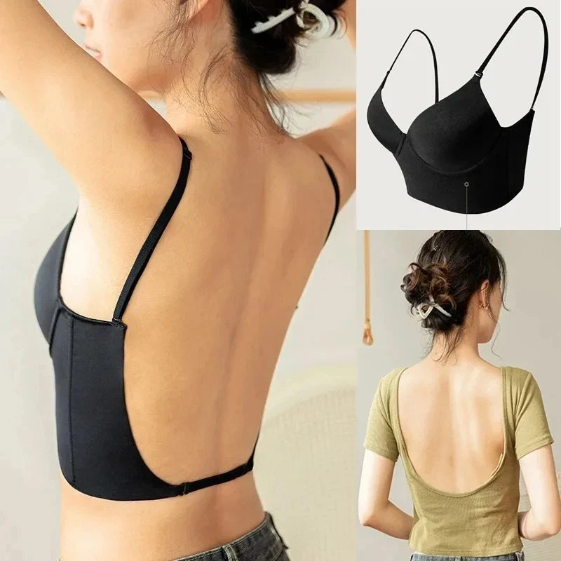 Women Invisible Bra Deep U Plunge Bras Backless Top for Dresses Sexy Lingerie