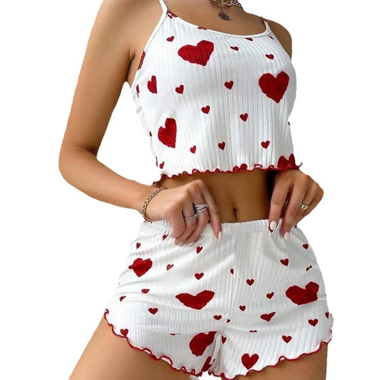 S M L Women's Pajamas Set Sleepwear 2 PCS Short Tank Tops And Shorts