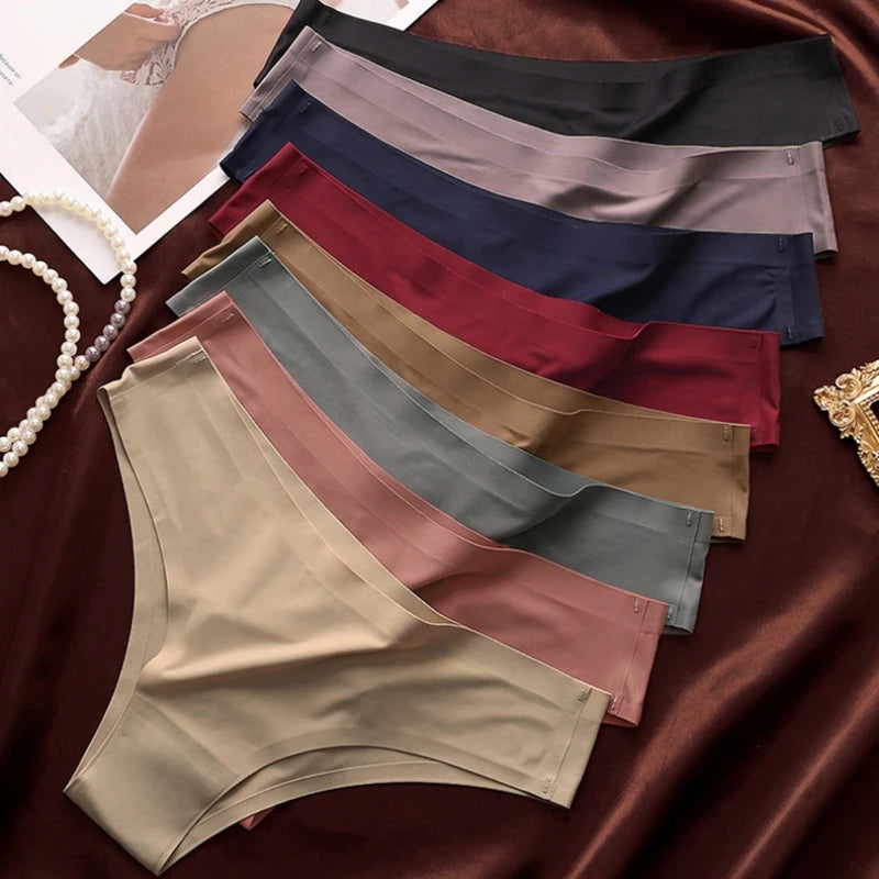 4PCS/Set Seamless Panties Women Sexy Underwear Ice Silk G-string Female Ultra-thin Briefs