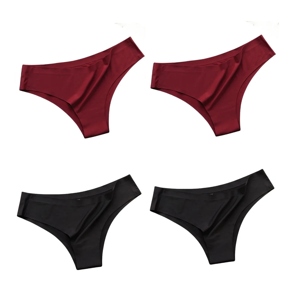 4PCS/Set Seamless Panties Women Sexy Underwear Ice Silk G-string Female Ultra-thin Briefs