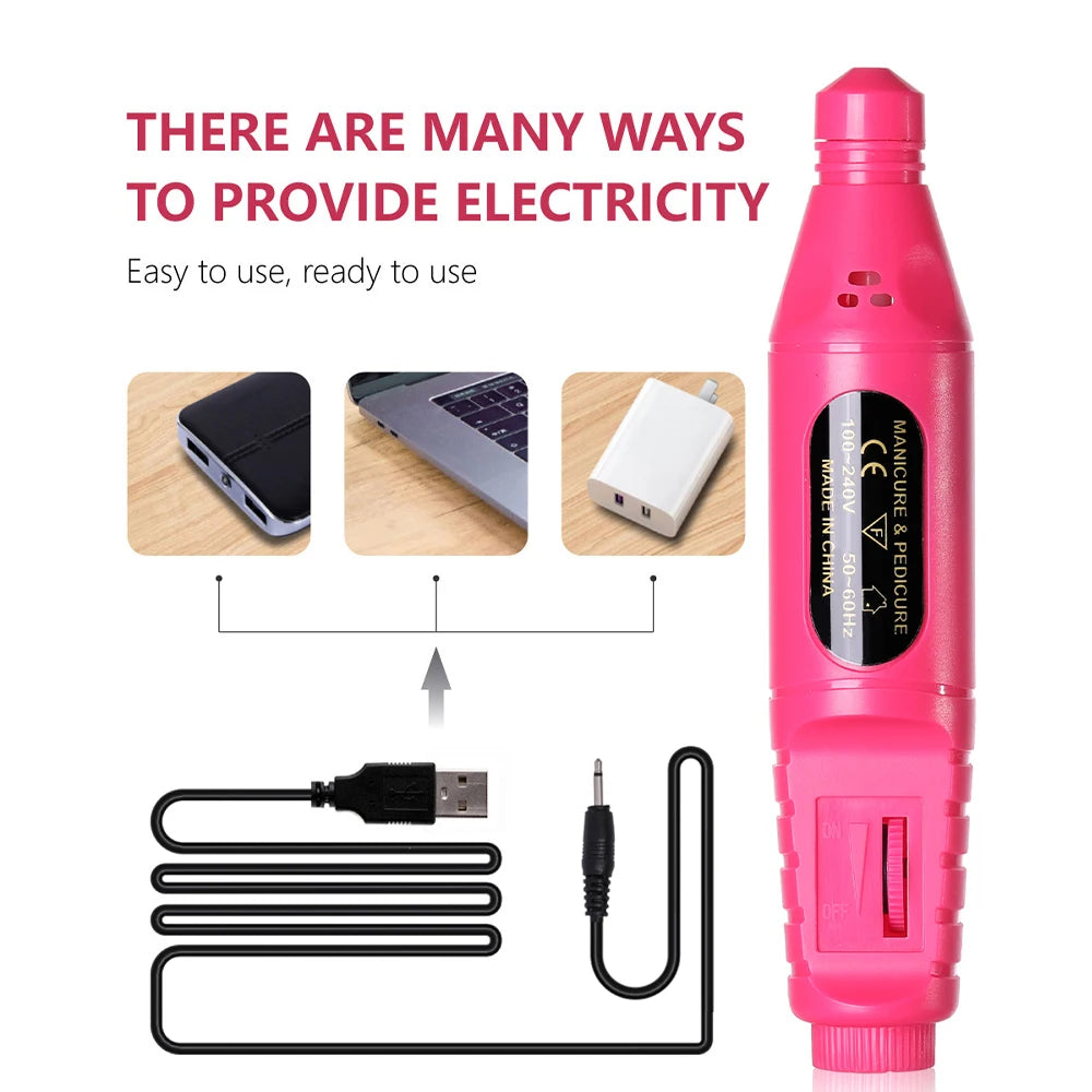 LINMANDA 6 In 1 Portable Electric Nail Drills Kit Remove Polisher Manicure Pen Tools Machine