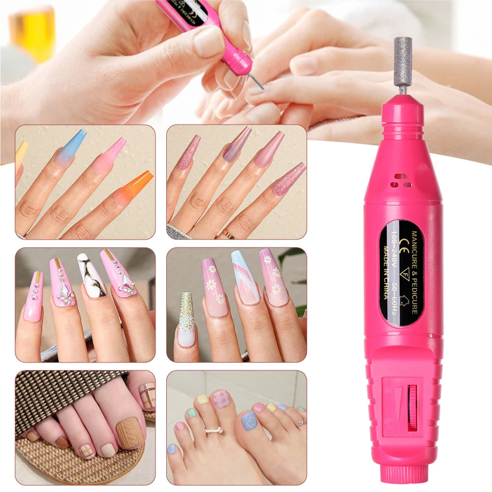 LINMANDA 6 In 1 Portable Electric Nail Drills Kit Remove Polisher Manicure Pen Tools Machine
