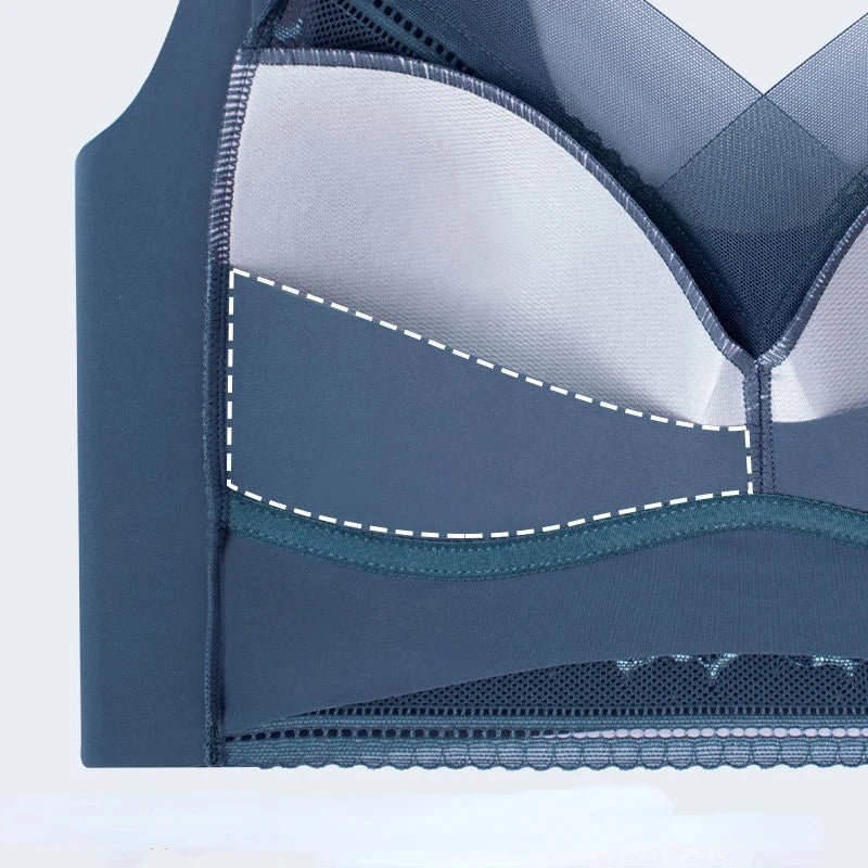 L-6L Women Large Bra Push Up Ice Silk Seamless upper Bralette Lace Wireless