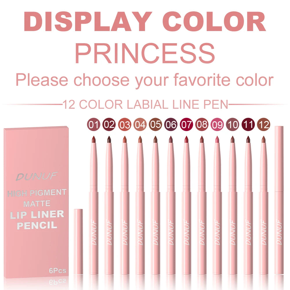 6pcs Easy Lip Liner Pen Set Long-Lasting, Waterproof Sweatproof, Non-fading Beauty Makeup