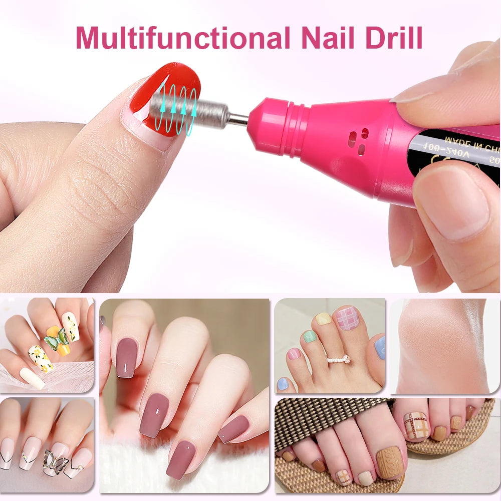 LINMANDA 6 In 1 Portable Electric Nail Drills Kit Remove Polisher Manicure Pen Tools Machine