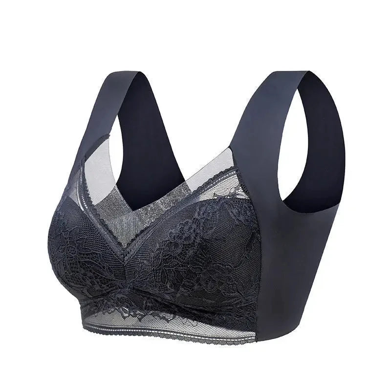 L-6L Women Large Bra Push Up Ice Silk Seamless upper Bralette Lace Wireless