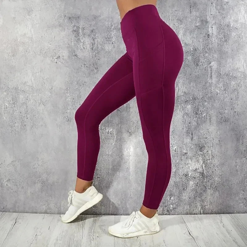 Yoga Fitness Women Leggings High Waist Tights with Pocket Gym Workout Running Casual Skinny Pants