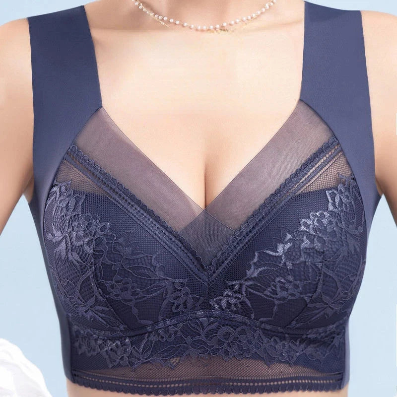 L-6L Women Large Bra Push Up Ice Silk Seamless upper Bralette Lace Wireless