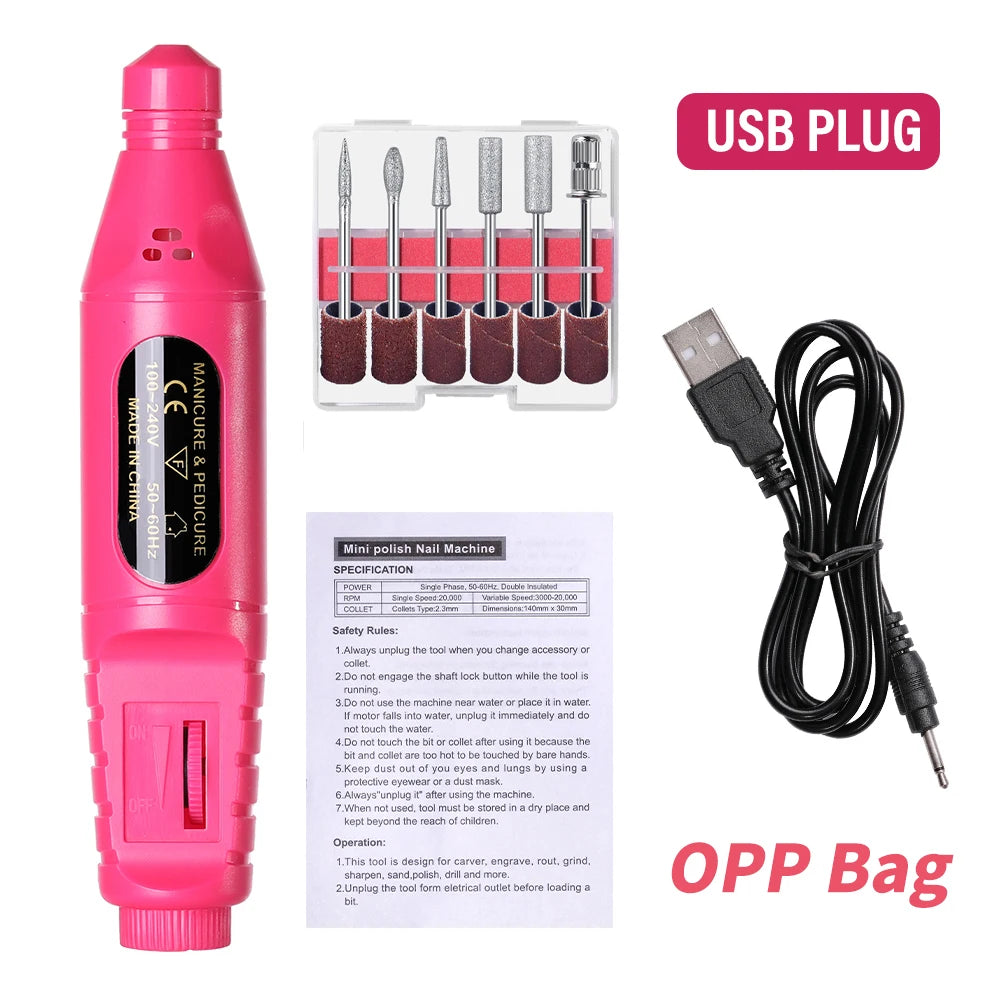 LINMANDA 6 In 1 Portable Electric Nail Drills Kit Remove Polisher Manicure Pen Tools Machine