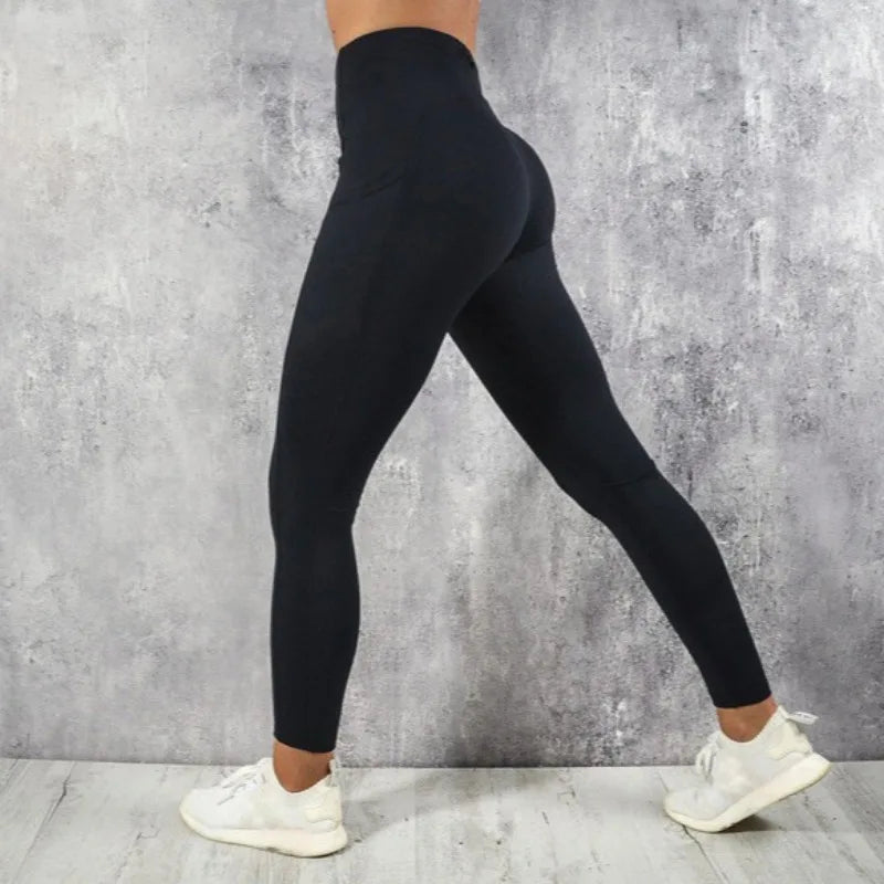 Yoga Fitness Women Leggings High Waist Tights with Pocket Gym Workout Running Casual Skinny Pants