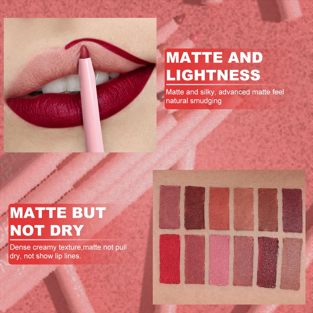 6pcs Easy Lip Liner Pen Set Long-Lasting, Waterproof Sweatproof, Non-fading Beauty Makeup