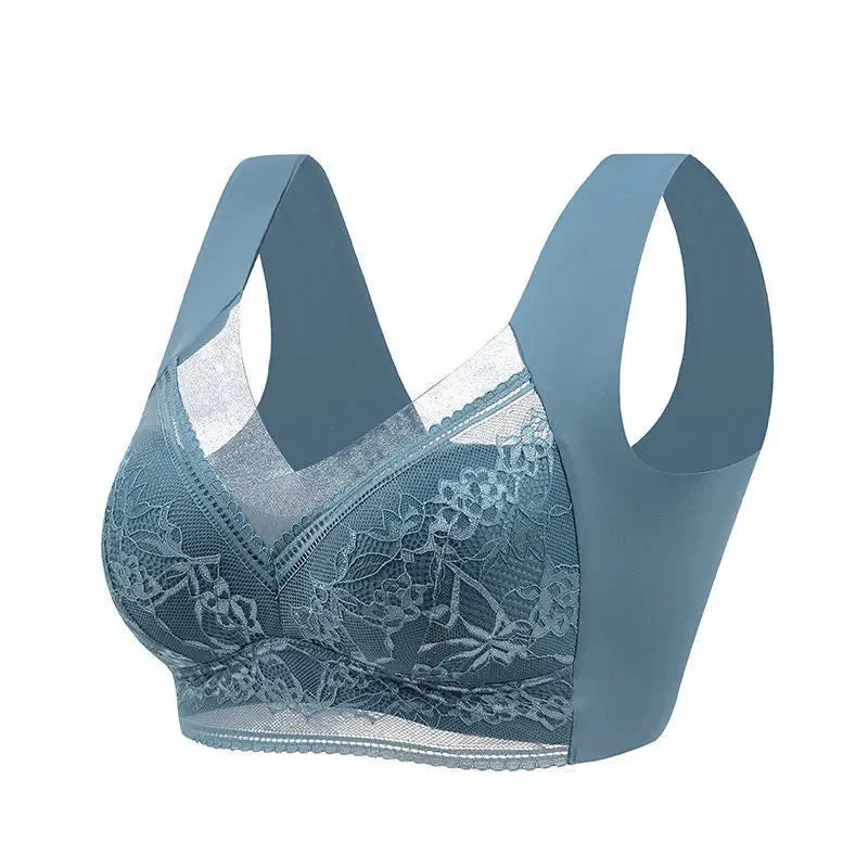 L-6L Women Large Bra Push Up Ice Silk Seamless upper Bralette Lace Wireless