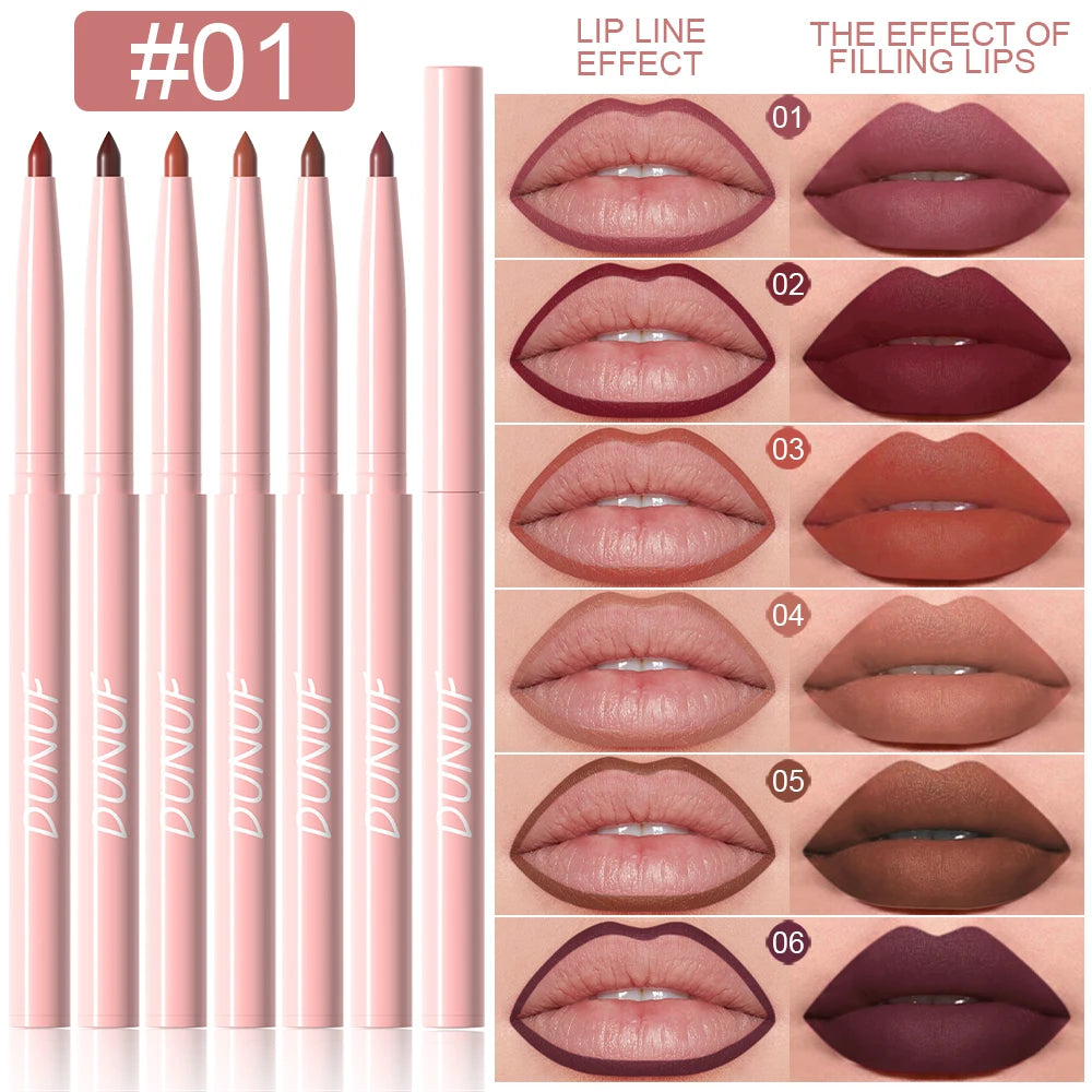 6pcs Easy Lip Liner Pen Set Long-Lasting, Waterproof Sweatproof, Non-fading Beauty Makeup