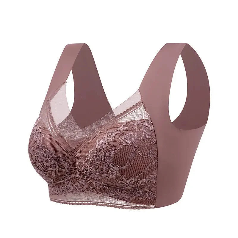 L-6L Women Large Bra Push Up Ice Silk Seamless upper Bralette Lace Wireless