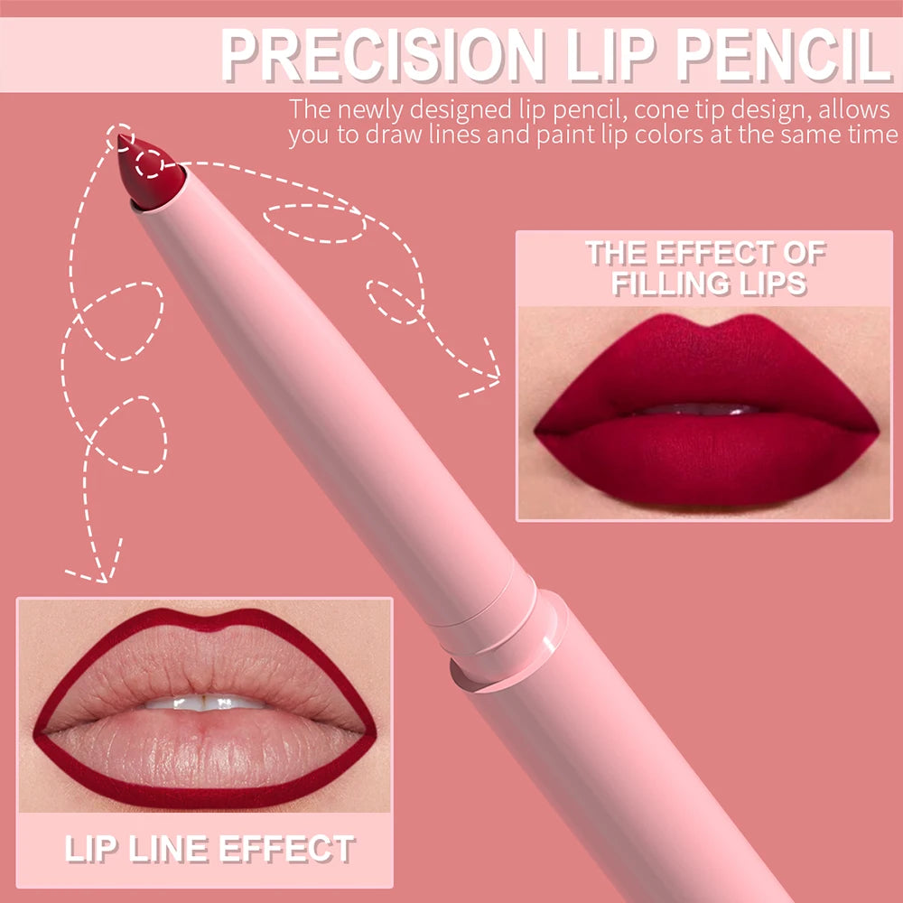 6pcs Easy Lip Liner Pen Set Long-Lasting, Waterproof Sweatproof, Non-fading Beauty Makeup