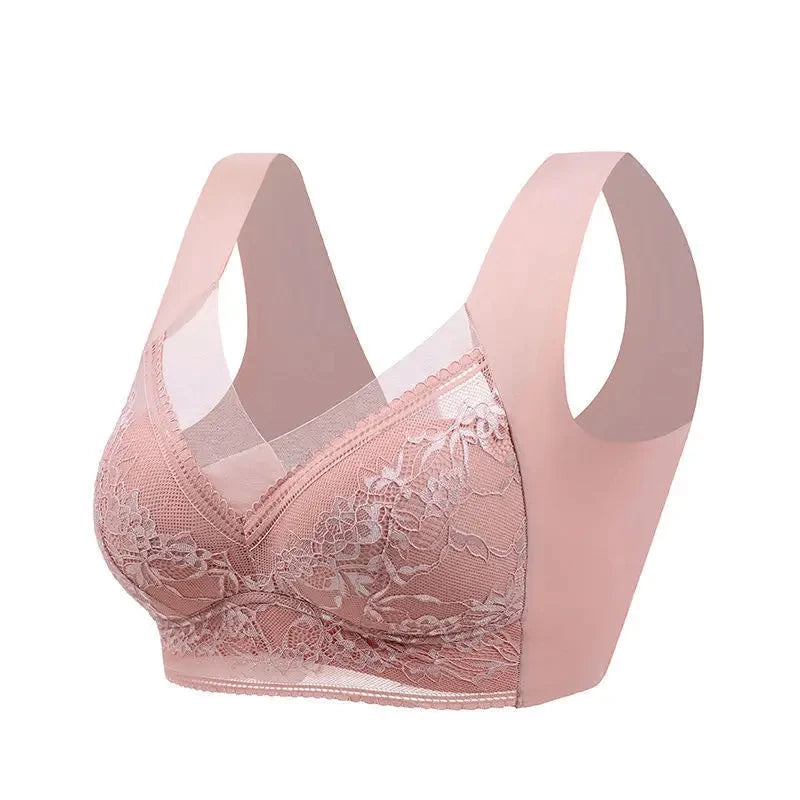 L-6L Women Large Bra Push Up Ice Silk Seamless upper Bralette Lace Wireless